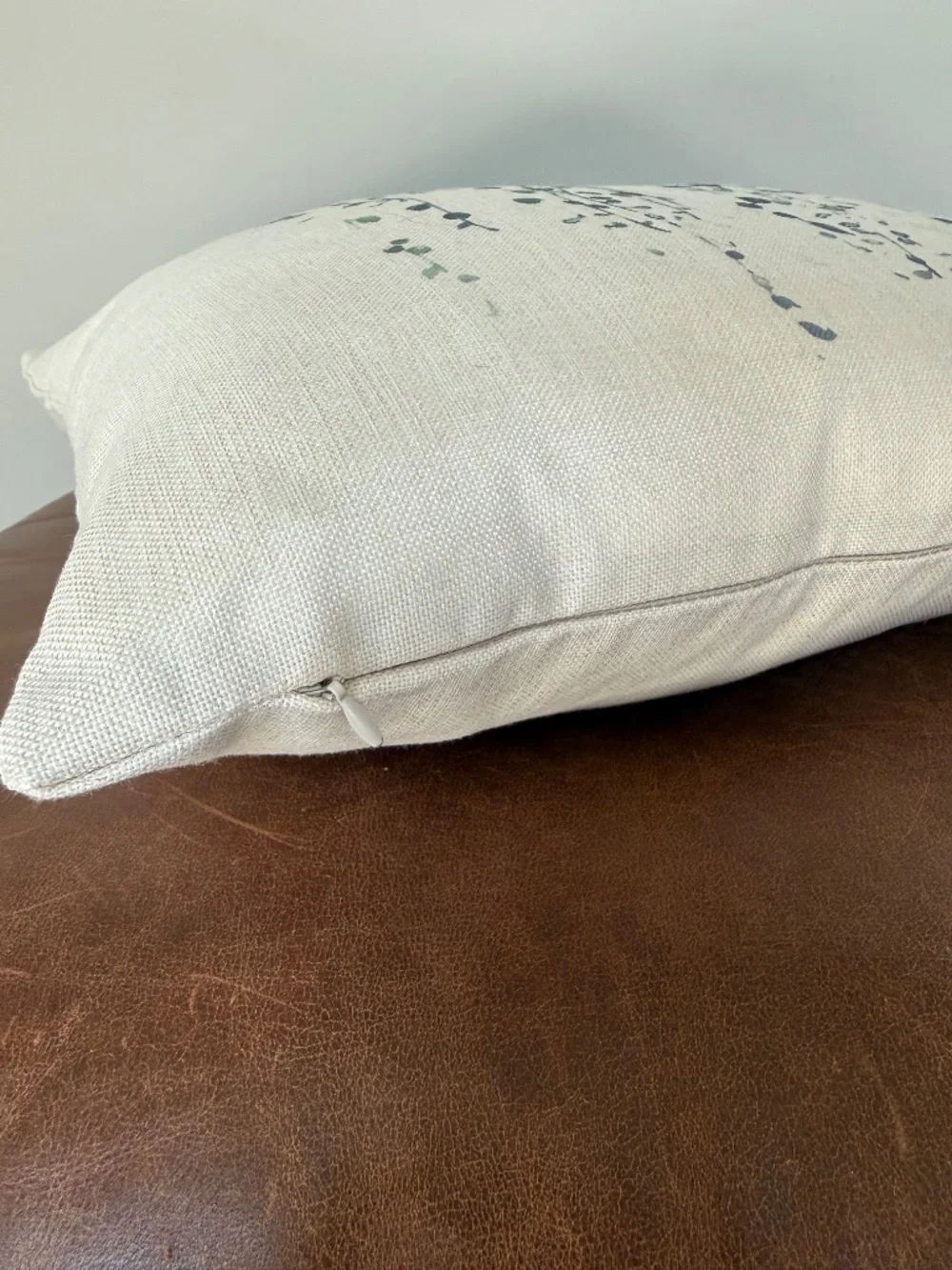 Coastal Botanical Throw Pillows Set of 2 Cream Green Watercolor Accent Pillows